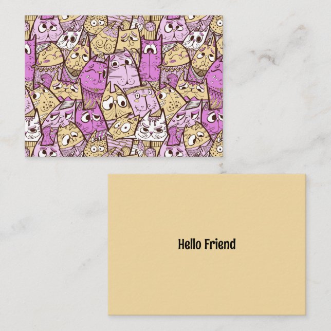 Funny Cartoon Cats Note Card (Front/Back)