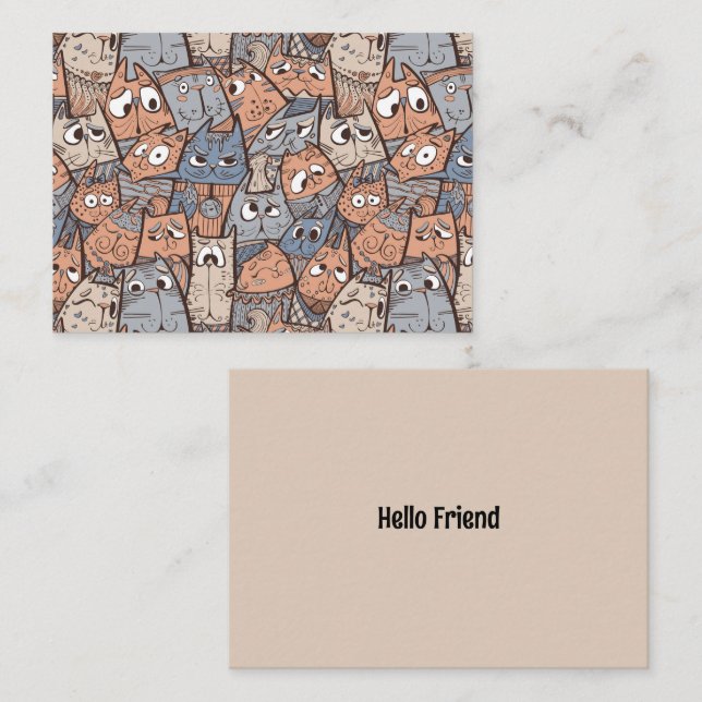 Funny Cartoon Cats Note Card (Front/Back)