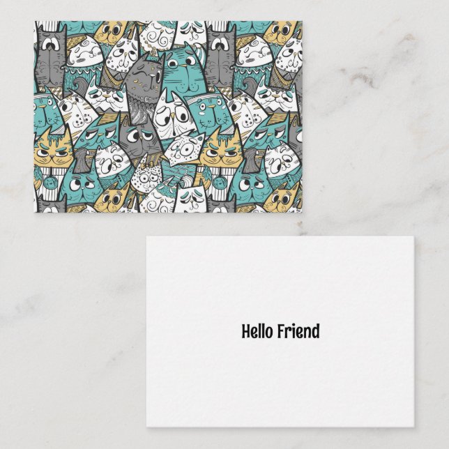 Funny Cartoon Cats Note Card (Front/Back)