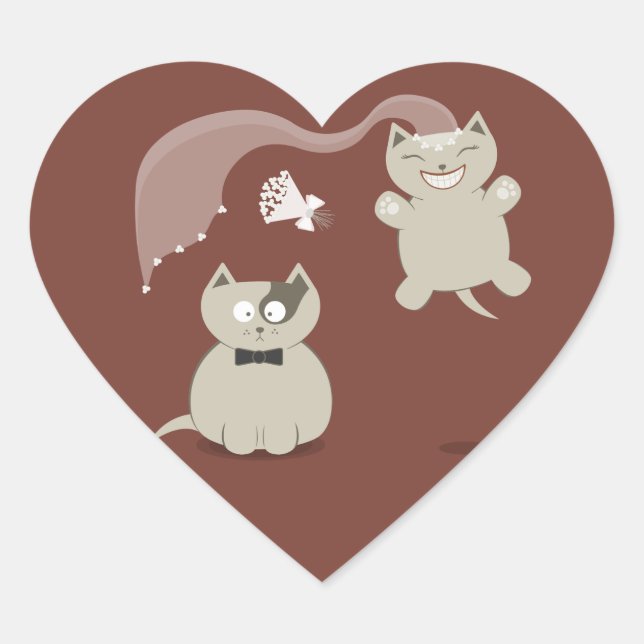 Funny Cartoon Cats Wedding stickers (Front)