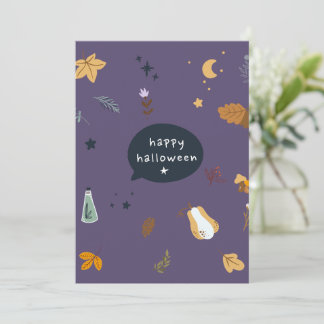 Funny cartoon cats with brooms, pumpkins and ghost