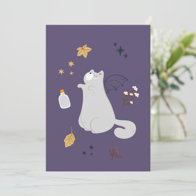 Funny cartoon cats with brooms, pumpkins and ghost (Standing Front)