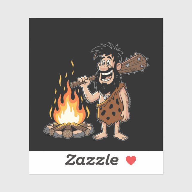 Funny Cartoon Caveman by Campfire Sticker (Sheet)