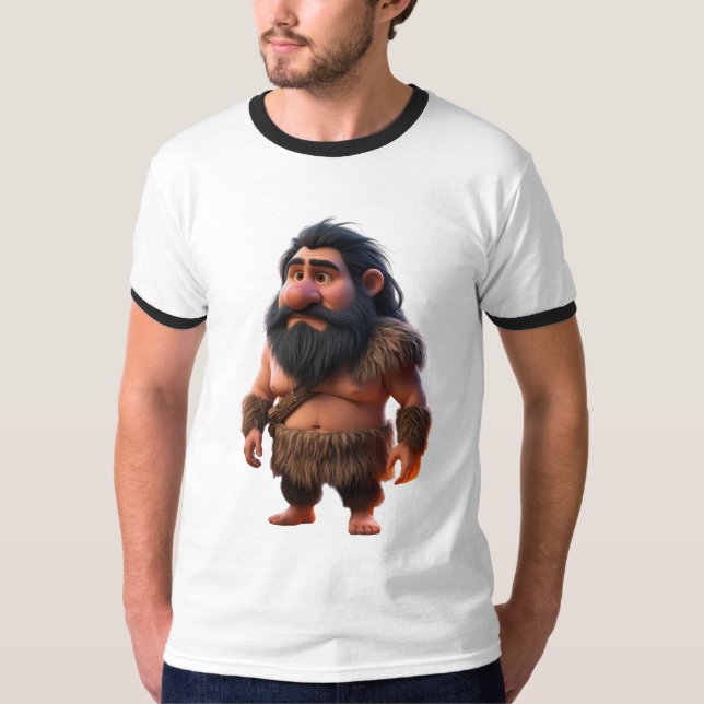 Funny Cartoon Caveman Character – Prehistoric Bear T-Shirt (Front)