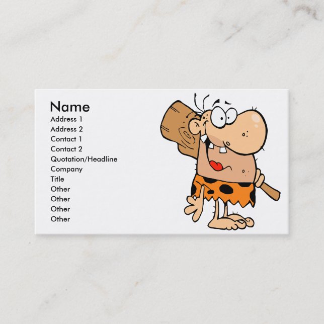 funny cartoon caveman with club business card (Front)