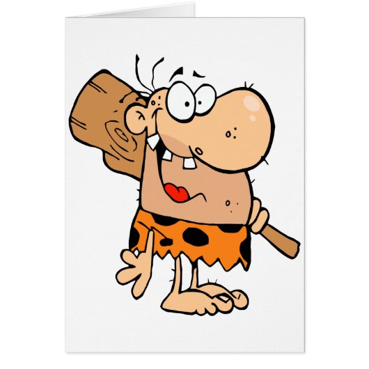 funny cartoon caveman with club cards (Front)
