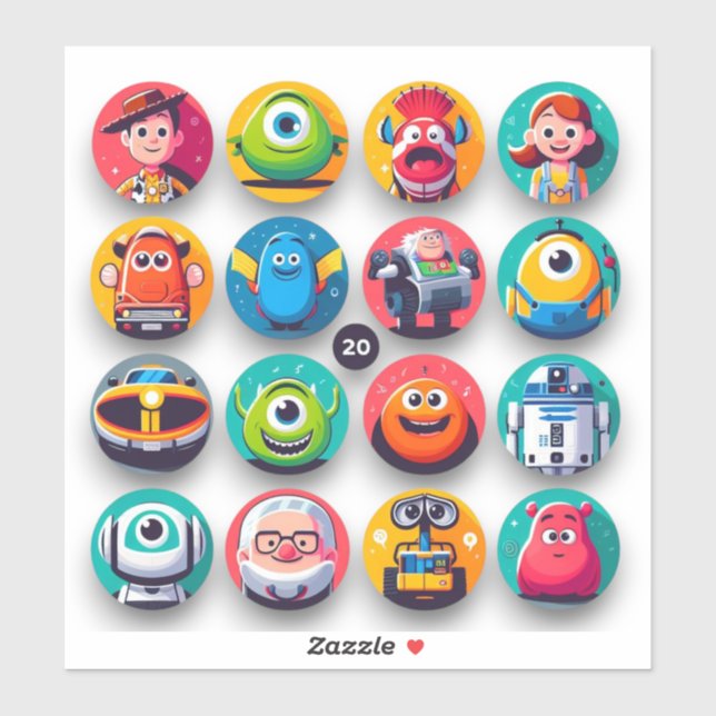 Funny cartoon character sticker (Sheet)
