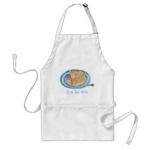 funny cartoon character wearing blue hat  adult apron