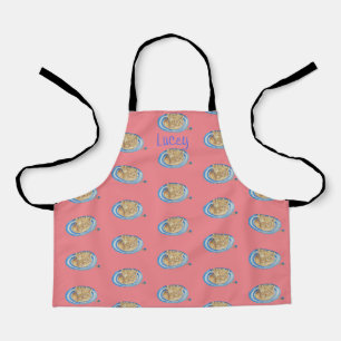 funny cartoon character wearing blue hat apron