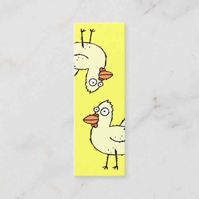 Funny Cartoon Chicken Bookmark Mini Business Card (Front)