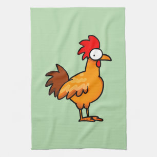 Funny Cartoon Chicken Illustration Kitchen Towel