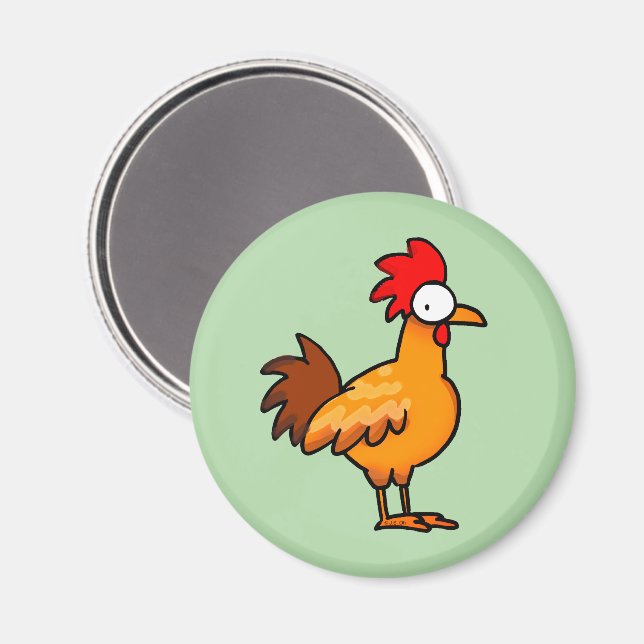 Funny Cartoon Chicken Illustration Magnet (Front/Back)