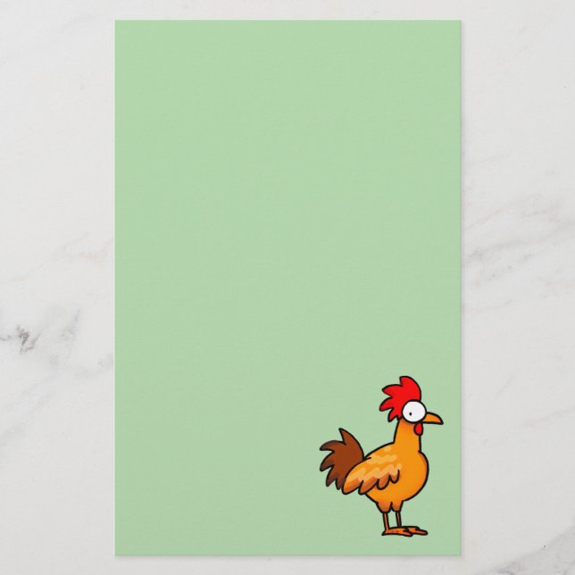 Funny Cartoon Chicken Illustration Stationery (Front)