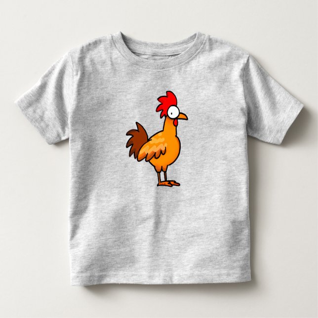 Funny Cartoon Chicken Illustration Toddler T-shirt (Front)