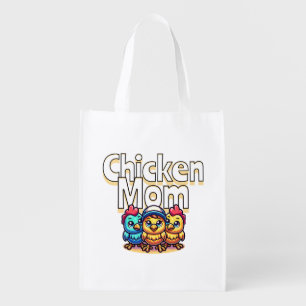 Funny Cartoon Chicks Chicken Mom Personalized Grocery Bag
