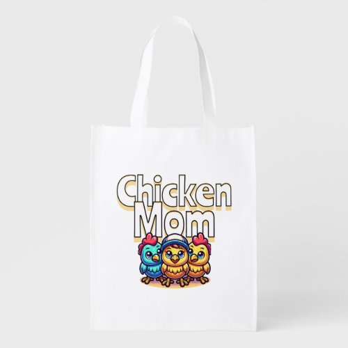 Funny Cartoon Chicks  Chicken Mom Personalized Grocery Bag