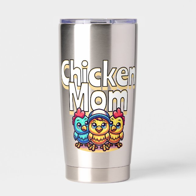 Funny Cartoon Chicks | Chicken Mom Personalized Insulated Tumbler (Front)