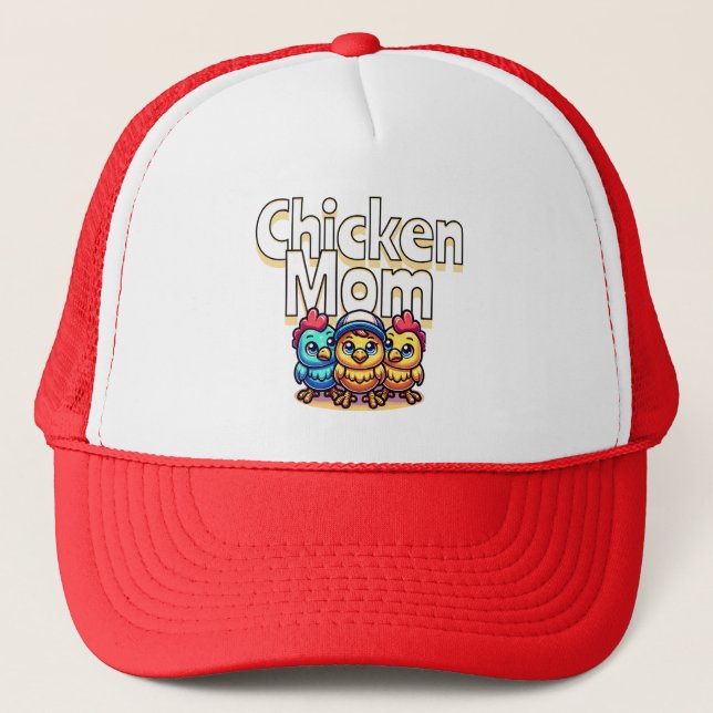 Funny Cartoon Chicks | Chicken Mom Personalized Trucker Hat (Front)