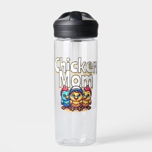 Funny Cartoon Chicks Chicken Mom Personalized Water Bottle