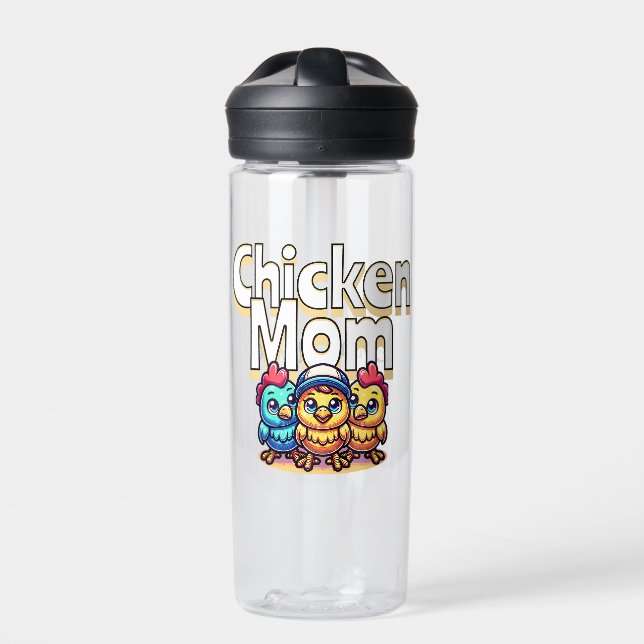 Funny Cartoon Chicks | Chicken Mom Personalized Water Bottle (Front)