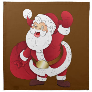 Funny Cartoon Christmas Santa. Cloth Napkin