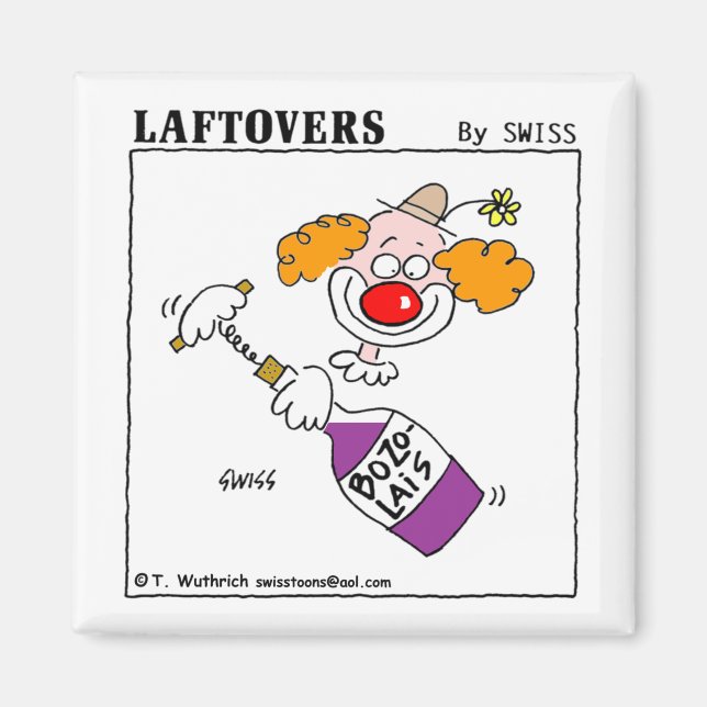Funny Cartoon Clown Wine Tasting Party Favor Magnet (Front)