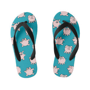 Funny Cartoon Comics Pig Choose Color FFlop Kid's Flip Flops