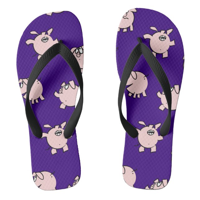 Funny Cartoon Comics Pig Choose Color Men FlipFlop (Footbed)