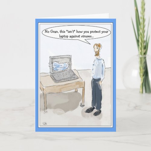 Funny Cartoon Computer Virus Card for Men