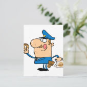 funny cartoon cop eating donuts (Standing Front)