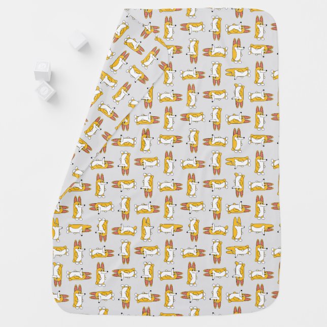 Funny Cartoon Corgi Pattern Baby Blanket (In Situ)