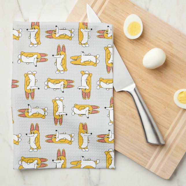Funny Cartoon Corgi Pattern Kitchen Towel (Quarter Fold)