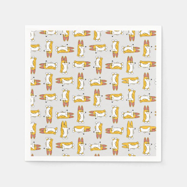 Funny Cartoon Corgi Pattern Napkins (Front)
