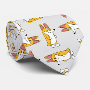 Funny Cartoon Corgi Pattern Neck Tie
