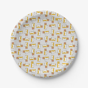 Funny Cartoon Corgi Pattern Paper Plates