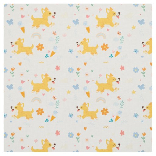 funny cartoon corgis dogs fabric