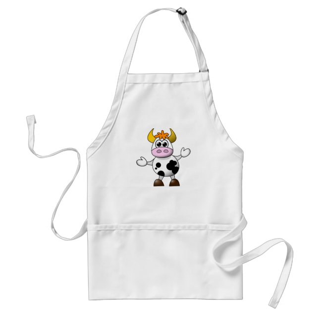 Funny Cartoon Cow Adult Apron (Front)