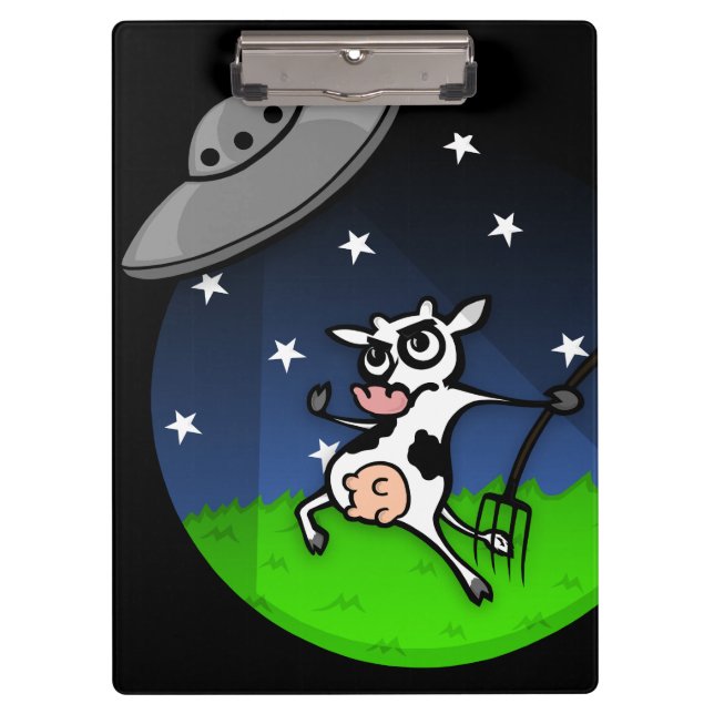 FUNNY CARTOON COW ALIEN ABDUCTION CLIPBOARD (Front)