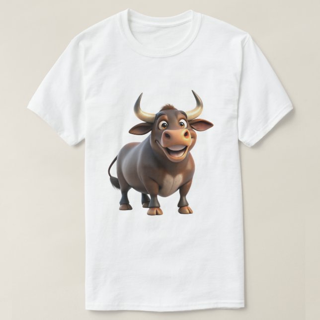 Funny Cartoon Cow Artwork T-Shirt (Design Front)