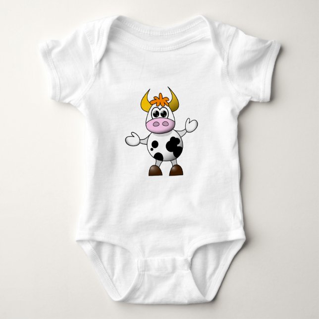 Funny Cartoon Cow Baby Bodysuit (Front)