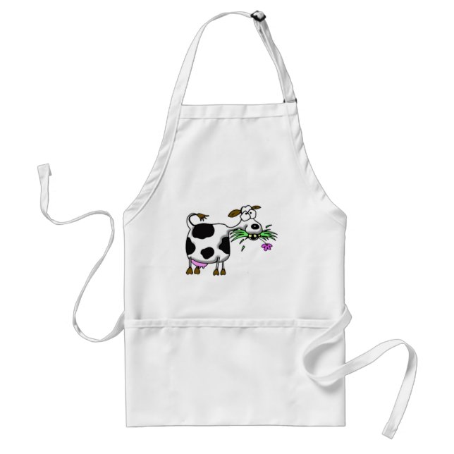 Funny cartoon cow gifts and accessories mad cow adult apron (Front)