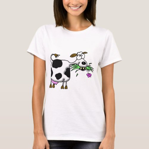 Funny cartoon cow gifts and accessories mad cow T_Shirt