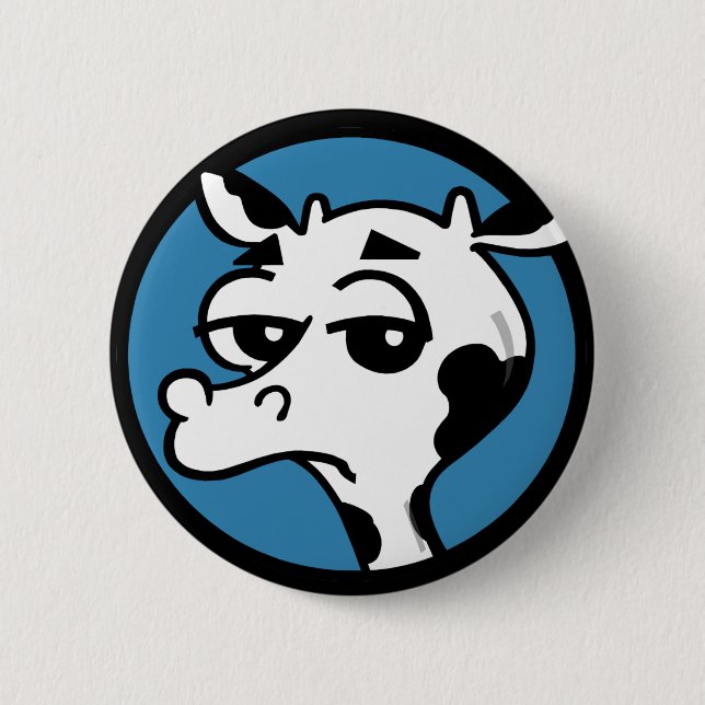 FUNNY CARTOON COW ROUND BUTTON (Front)