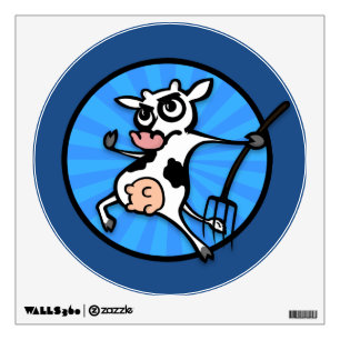 FUNNY CARTOON COW ROUND WALL DECAL