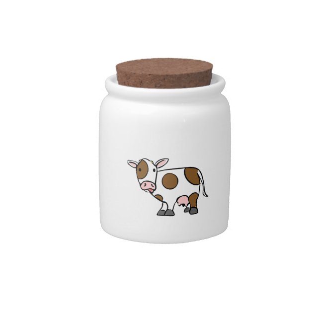 Funny Cartoon Cow with Cute Farm Animal Attitude Candy Jar (Front)