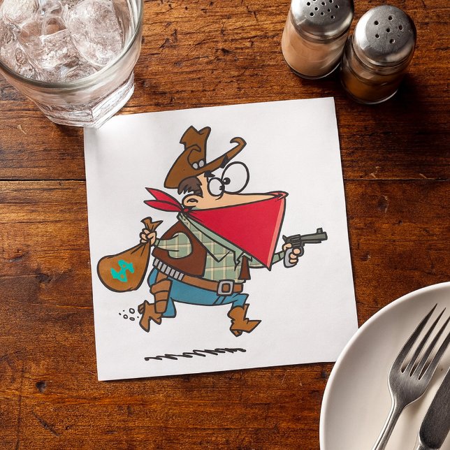 Funny Cartoon Cowboy Bandit Robber Napkins (Creator Uploaded)
