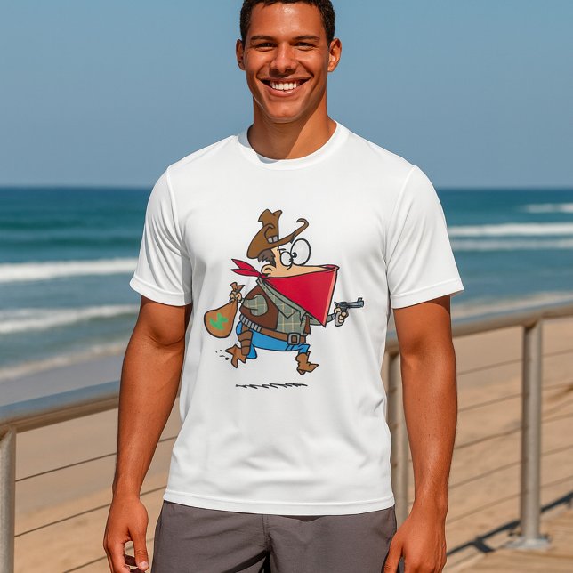 Funny Cartoon Cowboy Bandit Robber T-Shirt (Creator Uploaded)