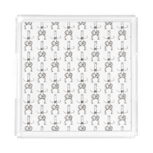 Funny Cartoon Cowboys Drawing Doodle Acrylic Tray