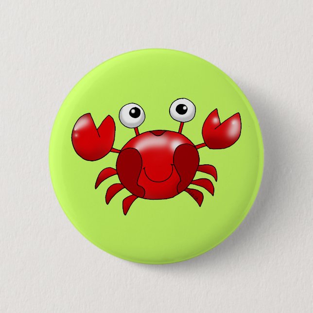 Funny Cartoon Crab Magnet – Ocean Theme Button (Front)