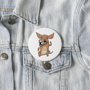 Funny Cartoon Crazy Dog Hilarious Cute Pet Button